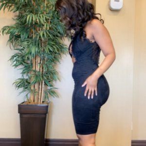 Black Midi Lace Halter Top Dress from Fashion Nova - Size Medium